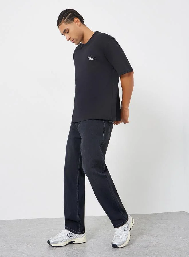 Styli Men Black Washed Relaxed Fit Jeans